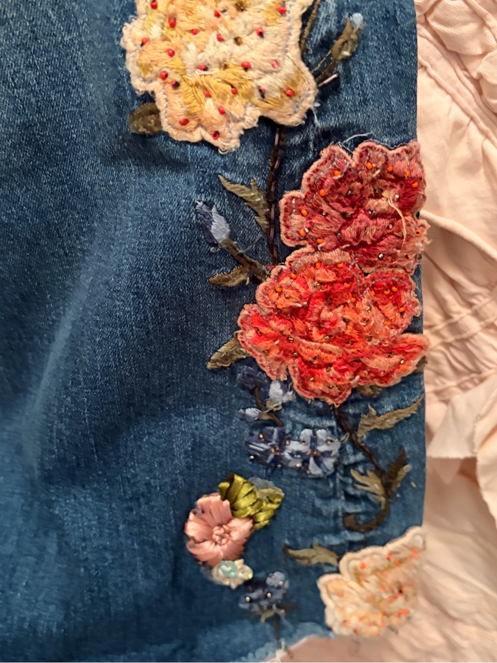 Driftwood Embroidered Floral Blue Women's Jeans - Picture 5 of 5
